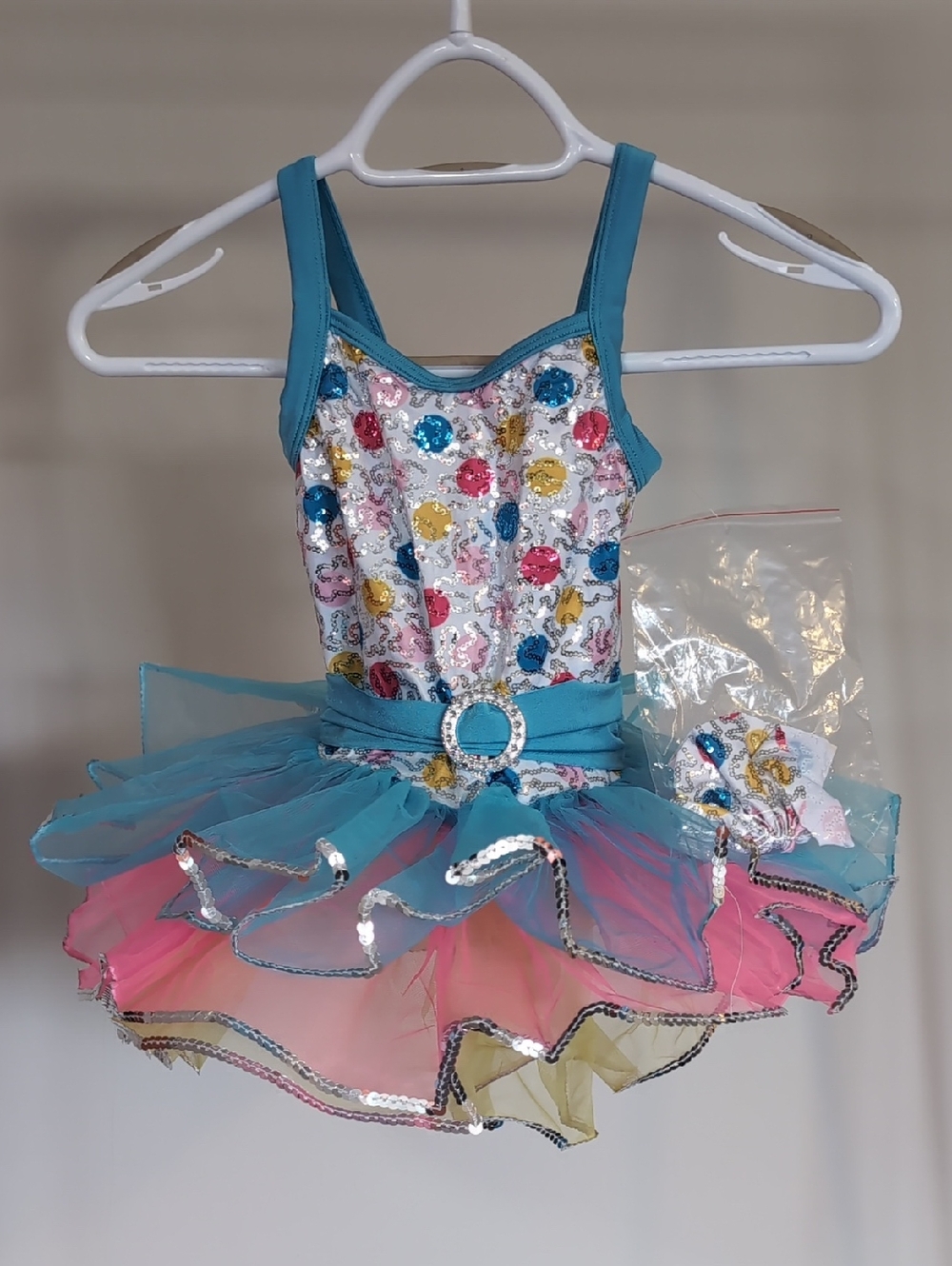 Girls Teal Multicolor Sequin Tutu Costume